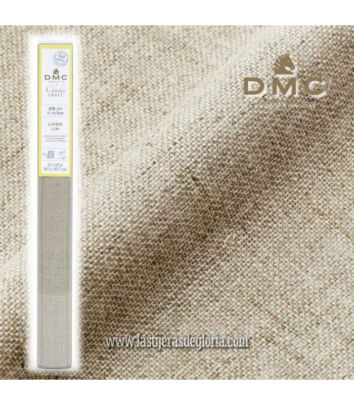 Tela de lino para bordar 11 hilos/cm 28 CT pieza de 38.1 x 45.7 cm. de DMC