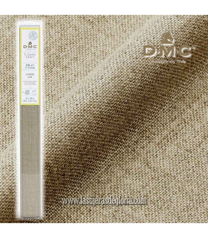 Tela de lino para bordar 11 hilos/cm 28 CT pieza de 38.1 x 45.7 cm. de DMC