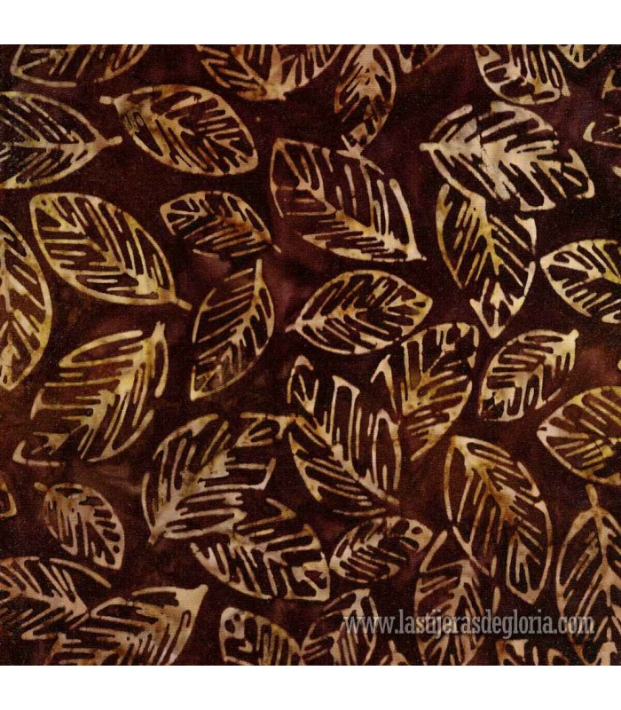 Tela Batik hojas de Secuoya marron Autumn Skies de Robert Kaufman