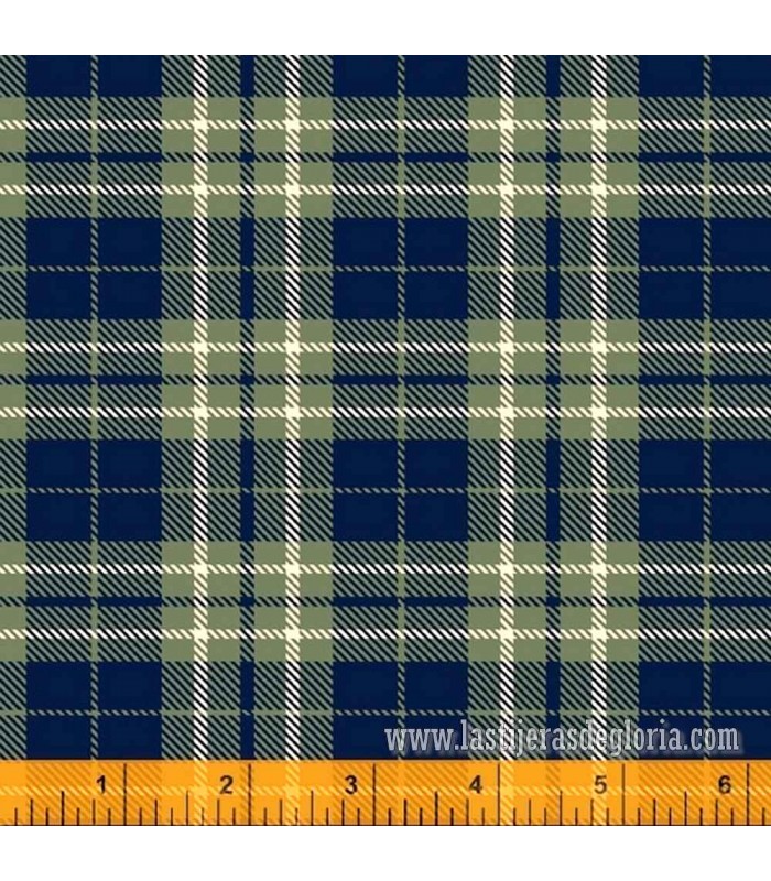 Tela cuadros verde Gabriel colección Dad Plaids de Whindam Fabrics