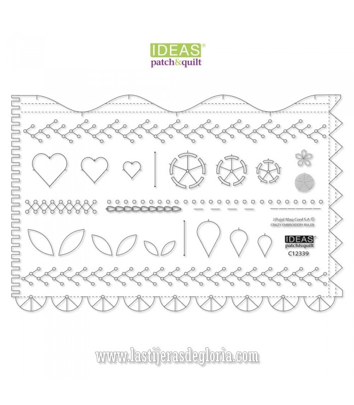 Regla para bordar y marcar puntos de bordado CRAZY de Ideas Patch