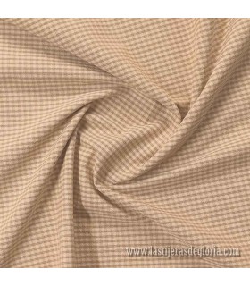 Tela japonesa tramada cuadros vichy beige-arena colección HAKU