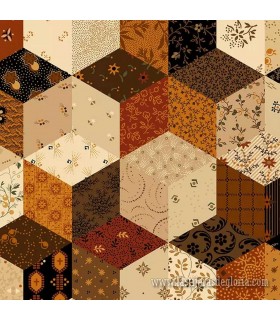 Tela hexágonos patchwork cheddar Pam's Stars Special Edition de Marcus Fabrics