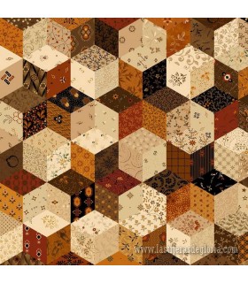 Tela hexágonos patchwork cheddar Pam's Stars Special Edition de Marcus Fabrics