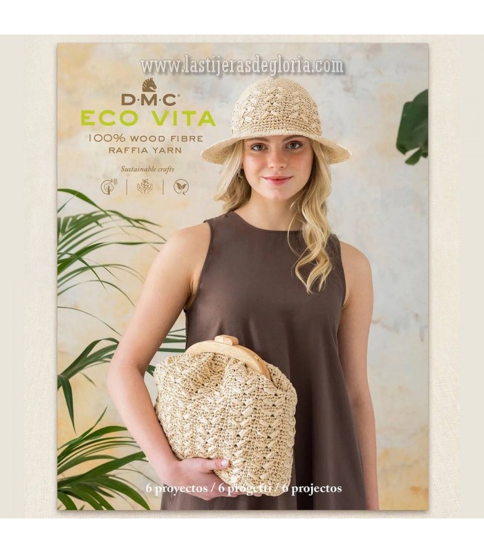 Libro Eco Vita Raffia Bolsos y Sombreros Crochet Pattern Book 2 de DMC