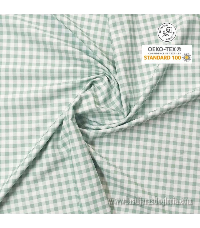 Tela cuadros vichy medianos verde salvia Poplin de Exclusive Patchwork