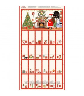 Panel Calendario Adviento Navidad adornos y Papá Noel sobre crema Jolly St. Nick de Makower