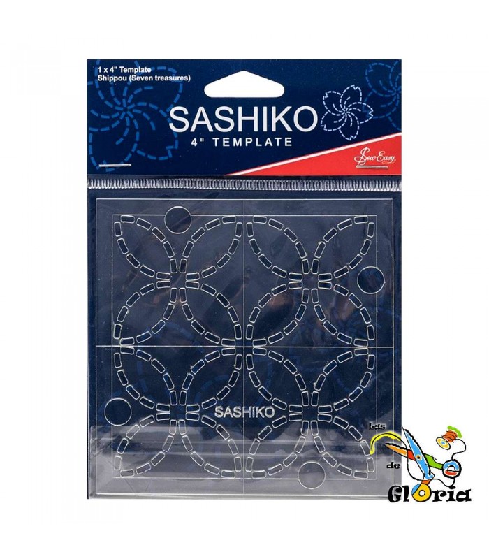 Plantilla de Sashiko Siete Tesoros Shippou de 4" Sew Easy