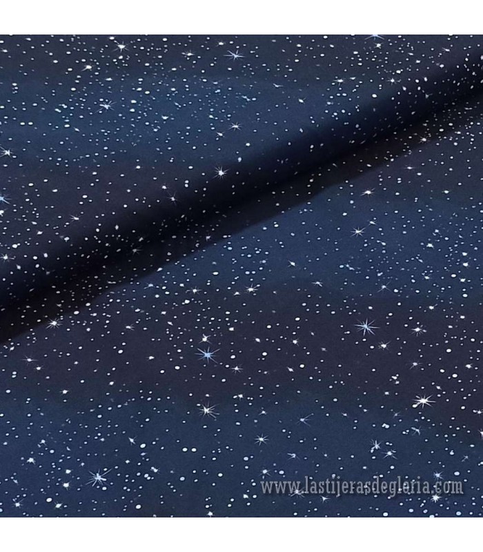 Tela cielo estrellado nocturno colección Naturaleza ancho 140 cm.