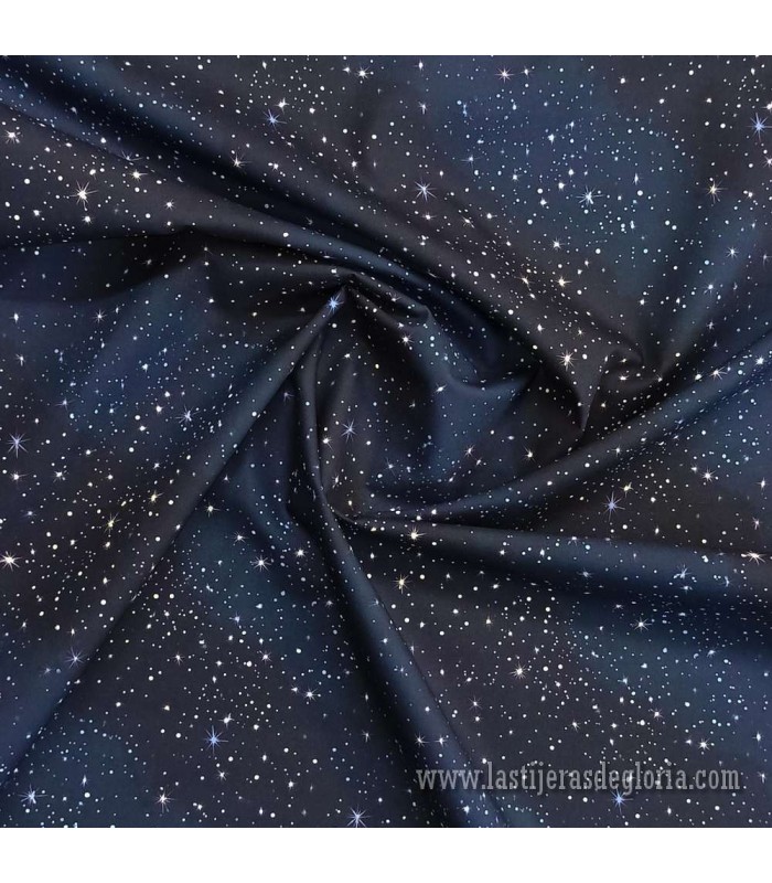 Tela cielo estrellado nocturno colección Naturaleza ancho 140 cm.