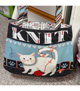 Panel de tela bolso tote reversible Knit 1 Purr 2 de Studio E Fabrics
