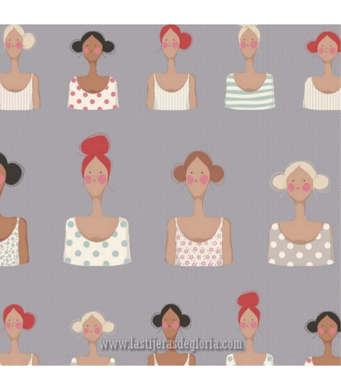 Tela amigas Tilda Me and My Friend Slate Cotton Beach de Tone Finnanger