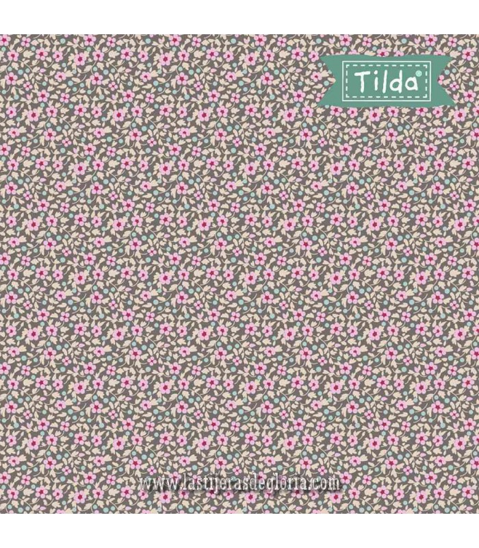 Telas florecillas gris Brie Basics Grey de Tilda