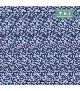 Telas flores y hojas azul oscuro Brie Basics Denim de Tilda