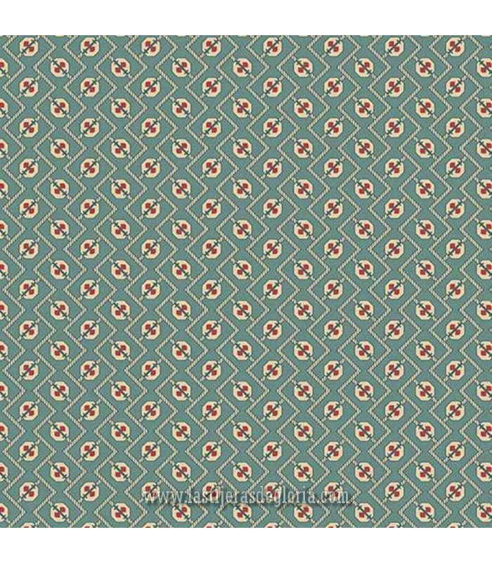 Tela geometría azul océano Farmer's Daughter de Edyta Sitar para Andover Fabrics