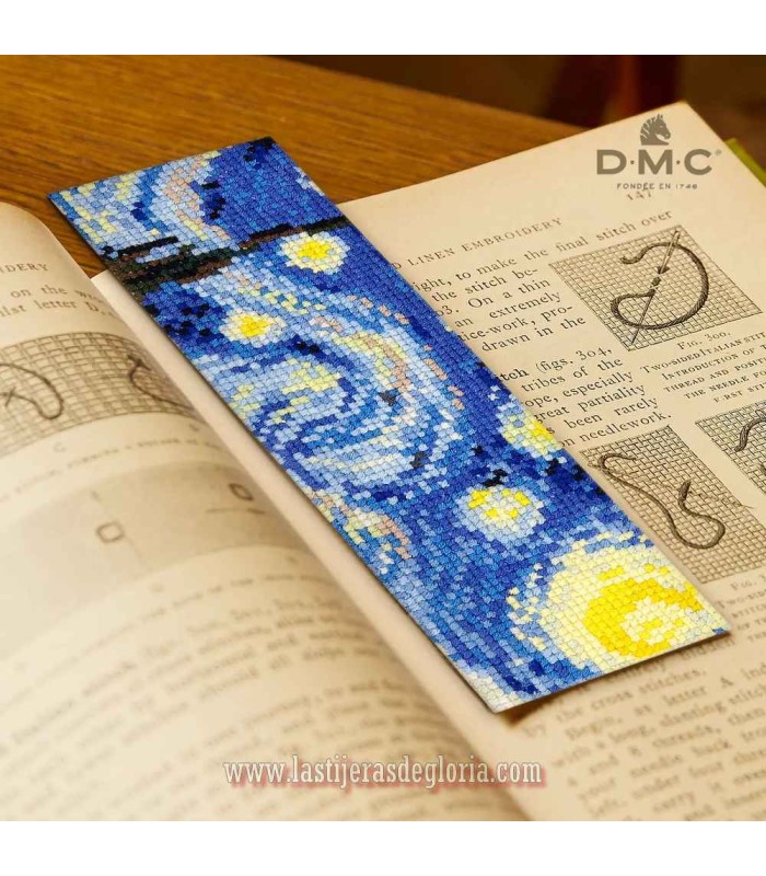 Kit marcapáginas en Punto de Cruz La Noche Estrellada Van Gogh de DMC