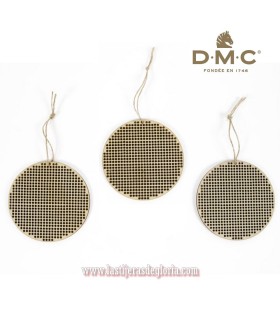 Set 3 aros de madera perforados para bordado de DMC