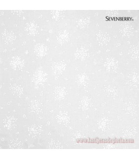 Tela tono sobre tono ramilletes sobre blanco de Sevenberry
