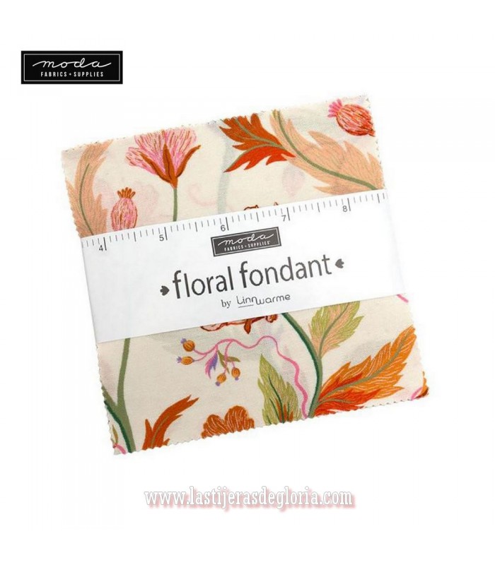 Precortado Charm Pack 42 telas 5 x 5" colección FLORAL FONDANT de Moda Fabrics