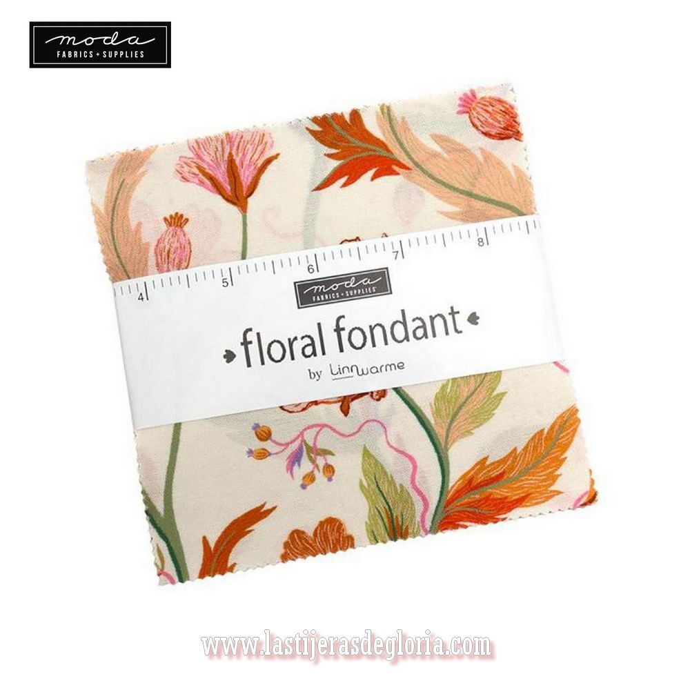 Precortado Charm Pack 42 telas 5 x 5" colección FLORAL FONDANT de Moda Fabrics