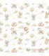Tela animales en globo sobre blanco roto colección Globus ancho 140 cm.