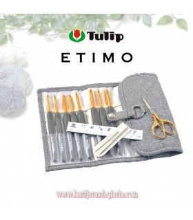 Estuche 8 ganchillos y tijeras doradas Tulip Premium Gold Edition
