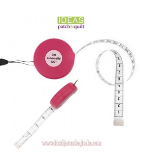Cinta métrica automática de 3 m. rosa con colgador IDEAS Patch