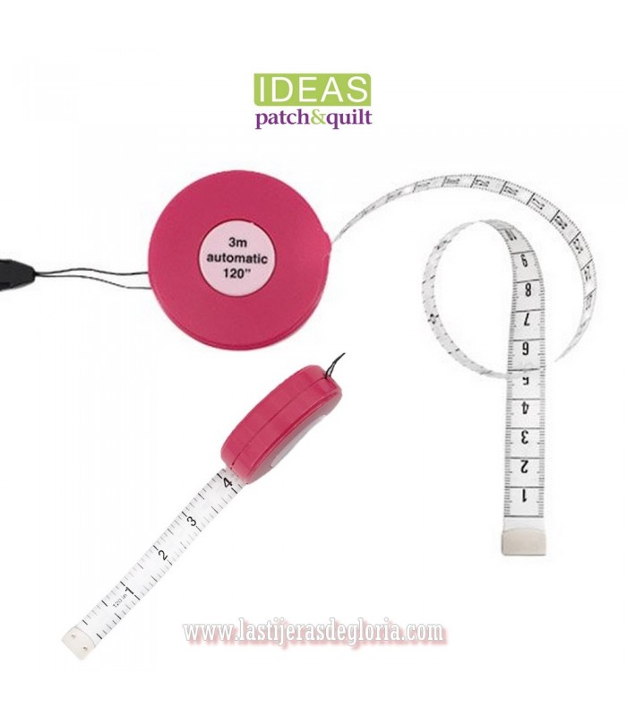 Cinta métrica automática de 3 m. rosa con colgador IDEAS Patch