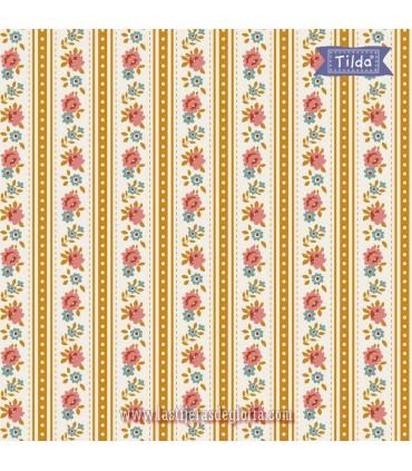 Tela franjas ocre Tilda Village Life Agnes Ochre