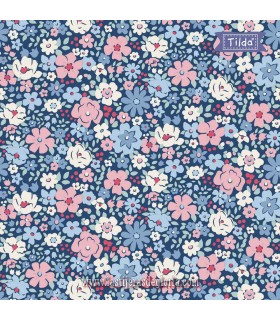 Tela floral azul Tilda Village Life Esther Blue