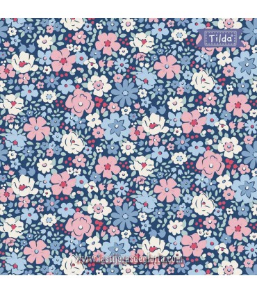 Tela floral azul Tilda Village Life Esther Blue