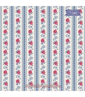 Tela franjas azul Tilda Village Life Agnes Blue