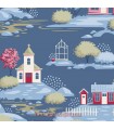 Tela aldea azul Tilda Village Life Village Blue