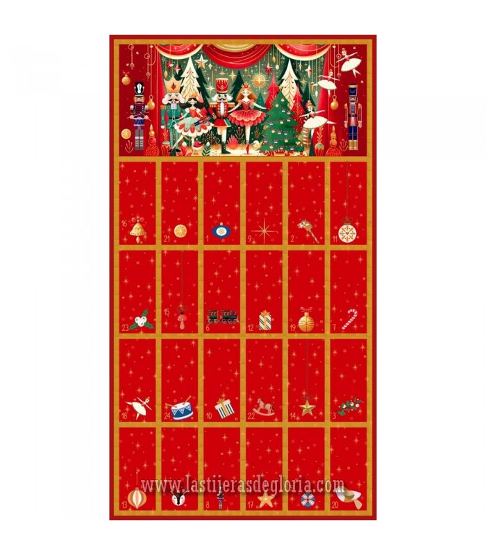 Panel Calendario Adviento rojo Christmas Ballet de Stof Fabrics
