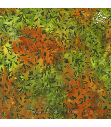 Tela Batik hojas verde pino Aspen de Artisan Batiks para Robert Kaufman