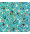 Tela accesorios costura y máquinas vintage azul polvo Make It Sew de Robert Kaufman