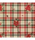 Loneta de algodón cuadros y poinsettia beige-rojo ancho 160 cm. XMAS