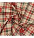 Loneta de algodón cuadros y poinsettia beige-rojo ancho 160 cm. XMAS