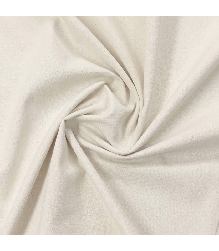 Tela de loneta de algodón tono natural o lisa crema claro ancho 140 cm.