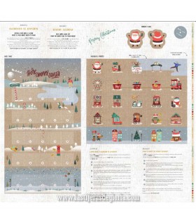 Panel Calendario de Adviento Navidad 135 x 150 cm. efecto lino Merry Christmas