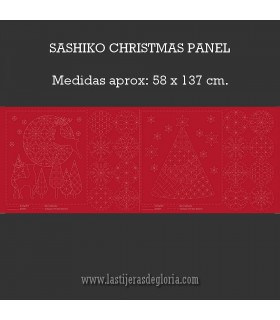Panel bordado rojo Sashiko Christmas de Devonstone