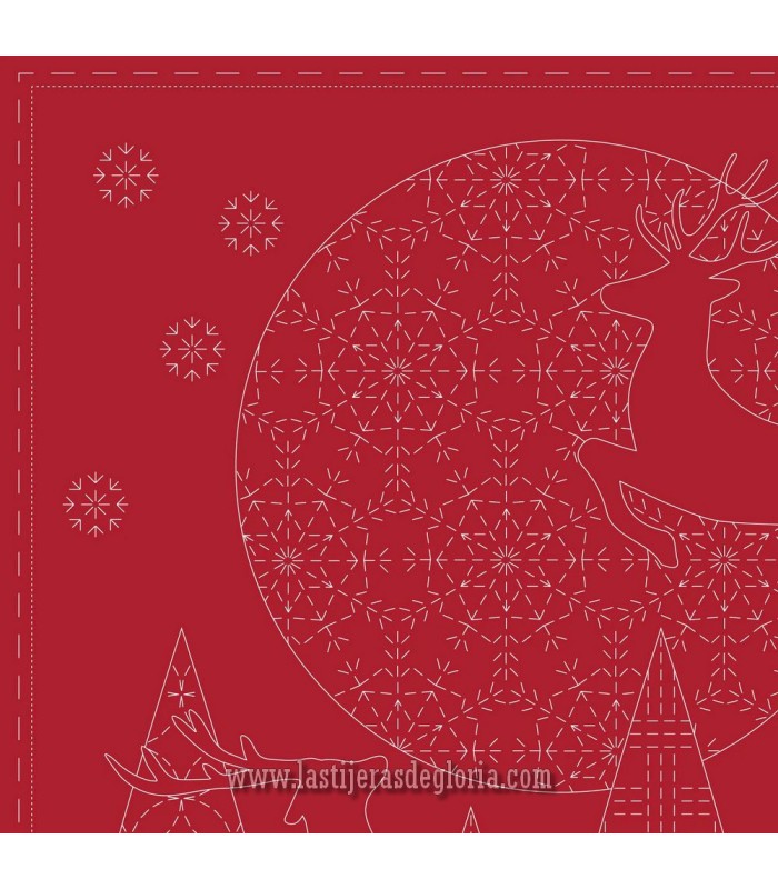 Panel bordado rojo Sashiko Christmas de Devonstone