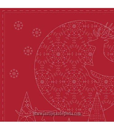 Panel bordado rojo Sashiko Christmas de Devonstone