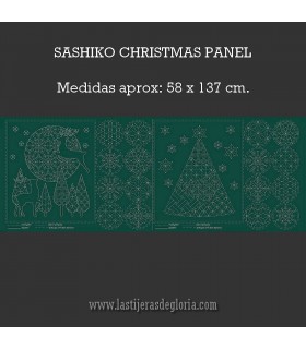 Panel bordado verde Sashiko Christmas de Devonstone
