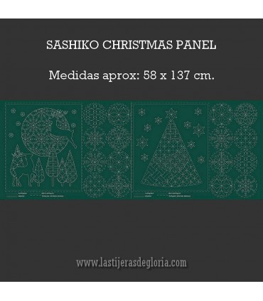 Panel bordado verde Sashiko Christmas de Devonstone