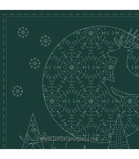 Panel bordado verde Sashiko Christmas de Devonstone