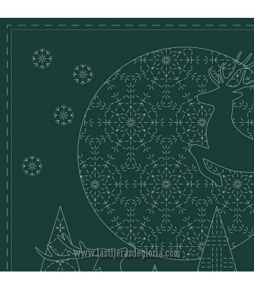 Panel bordado verde Sashiko Christmas de Devonstone